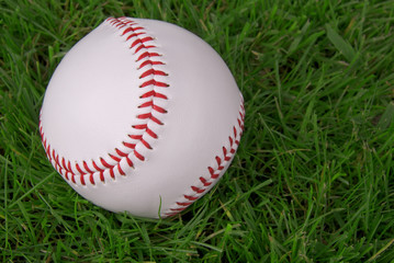 new baseball in grass