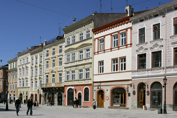 city square view with medieval bulidings