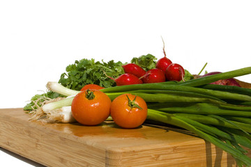 vegtables on cutting board