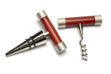 rosewood handle corkscrews and stoppers combo