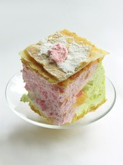 puff-cake with multicolour cream