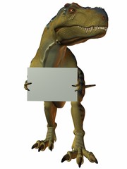 t-rex mit schild
