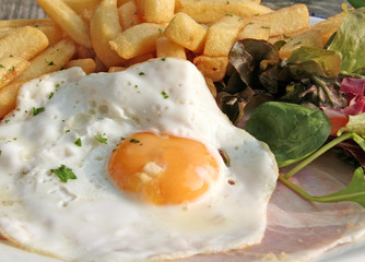 egg ham and chips