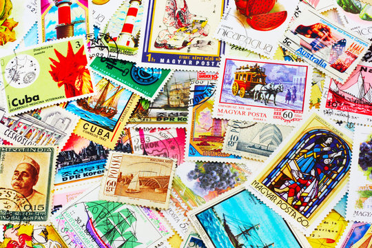 random collection of postal stamps
