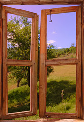 landscape seen through a window