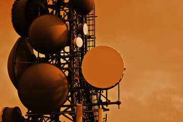 communications tower sepia
