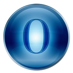 the button zero blue icon. (with clipping path)