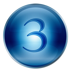 the button three blue icon. (with clipping path)