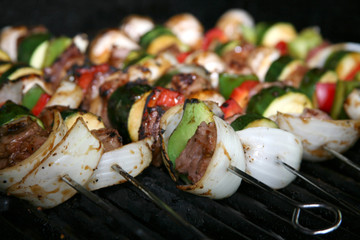 bbq sticks on the grill