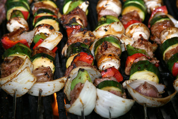 bbq sticks on the grill