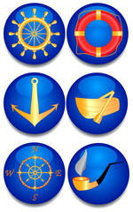 six sea signs. a vector illustration
