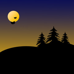 Obraz premium night landscape - 2d illustration
