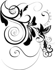 floral ornament with bird