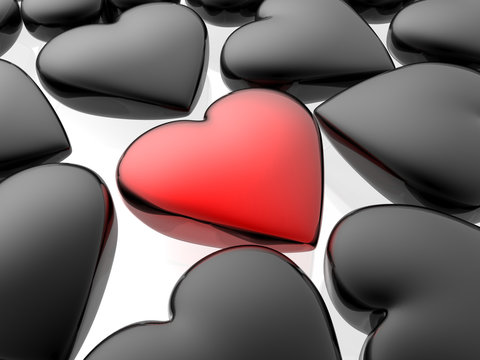 unique red heart isolated in white background