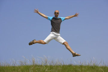 bold man jumping