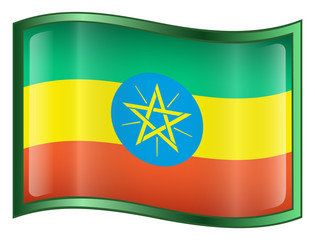 ethiopia flag icon. (with clipping path)