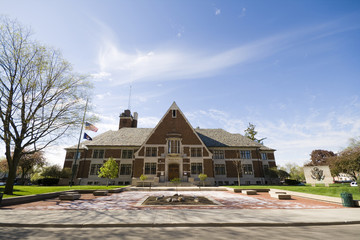 municipal building, wide angle