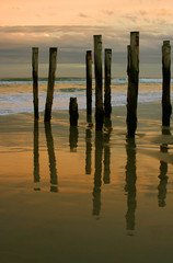 Reflection of broken pier in Dunedin