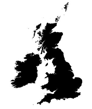 detailed b/w map of united kingdom
