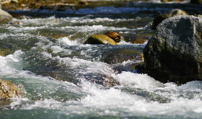 wild river and rocks