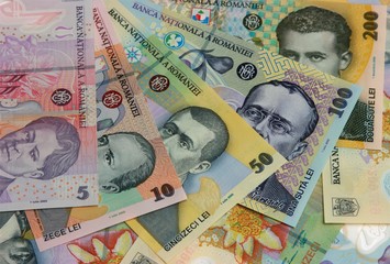 romanian banknotes - extreme close-up