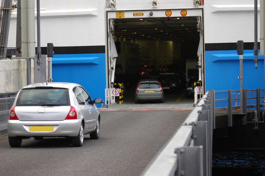 cars entering ferry