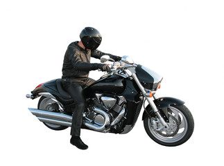 Fototapeta na wymiar the motorcyclist on a motorcycle.