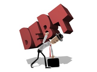 man struggling with large debt