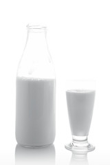 glass and bottle of milk