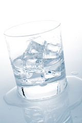 mineral water with ice cubes