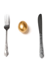 golden egg and fork