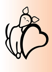 dog leaning on heart