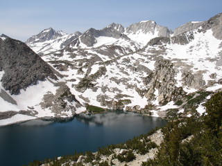 Naklejka na ściany i meble blue mountain lake with mountains