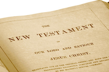 the new testament in an antique bible printed in 1 - obrazy, fototapety, plakaty