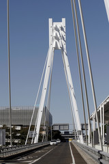 Fototapeta premium road and white bridge pylon