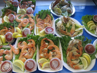 platters of fresh seafood