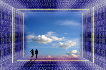 digital age concept: escape from the digital capti