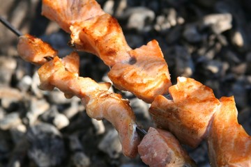 barbecue of salmon fish