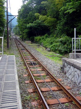 railroad track on the mountain, japan