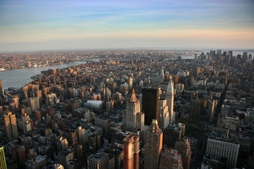 aerial view over east lower manhattan, new york - 3372568