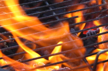 Abwaschbare Fototapete Grill / Barbecue Flammen und Grill