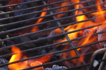 Stickers pour porte Grill / Barbecue flammes de barbecue