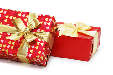 two gift boxes isolated on the white