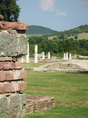 look out on archaeological site along the wall
