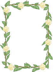 frame with green leaves and yellow flowers