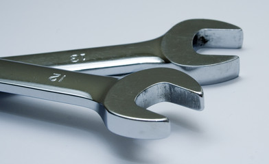 two open ended spanners or wrenches