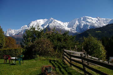 Fototapeta na wymiar ogród przed Mont Blanc