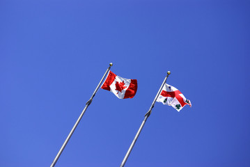 canada and montreal flags