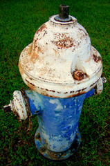 rusty blue fire hydrant