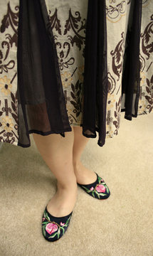 slippered woman
